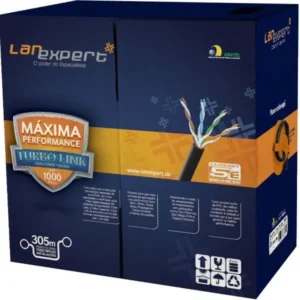 Cabo De Rede Lan Expert Turbo Link Cat5E Utp Preto 4 Pares Caixa 305Mt